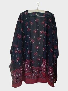 Live & Truth Lightweight Open Coverup Cardigan Boho 2X
